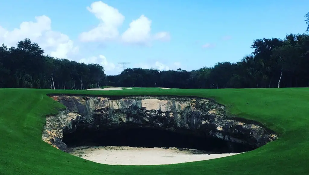 El Camaleón Golf Course Cenote Bunker