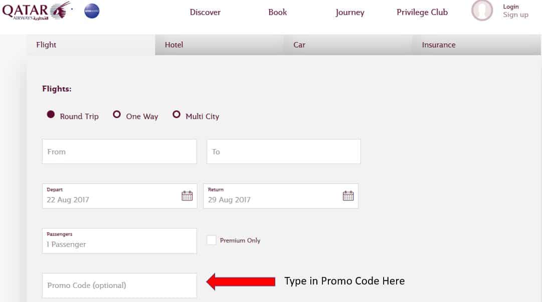 Where to apply qatar airways promotion code