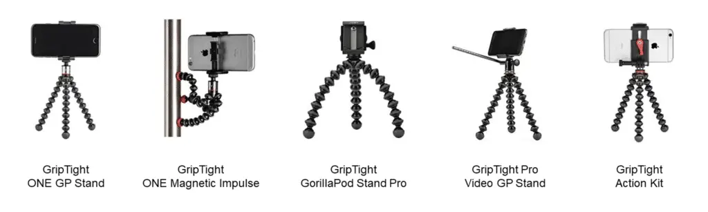 Joby GripTight mobile line up for smartphones best tripods
