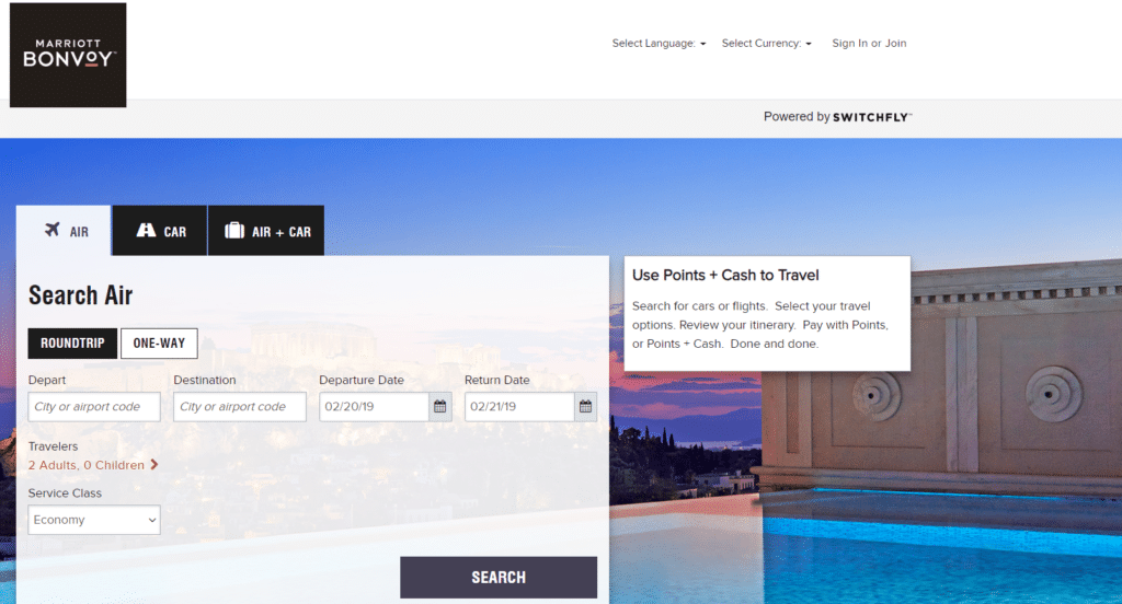 Marriott Bonvoy Air and Car Search Tool