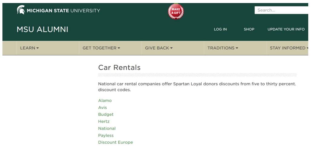 Car Rental Discounts for Students and Alumni