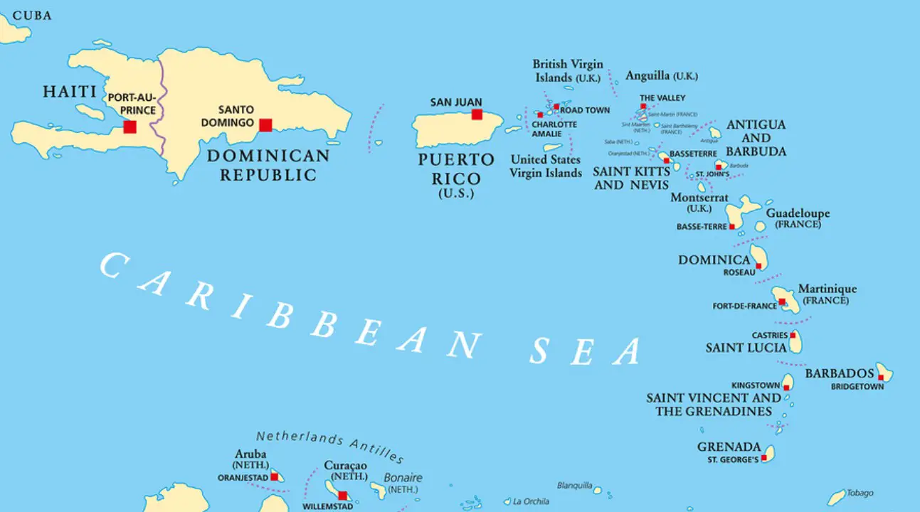Малые Антильские острова на карте