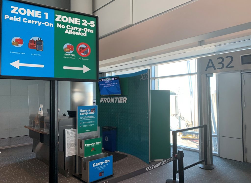 frontier airlines overhead baggage