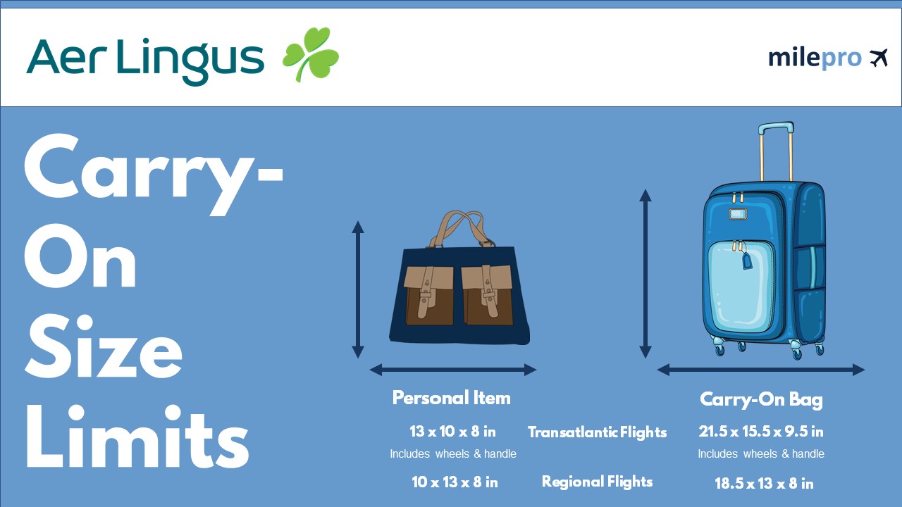 Dimensions for carry store on luggage aer lingus