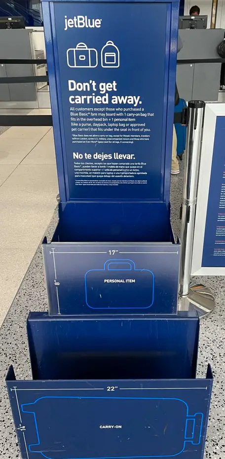 jetBlue carry on size template