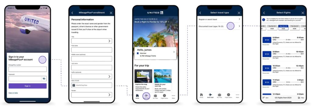 United Airlines Student Discount Booking App
