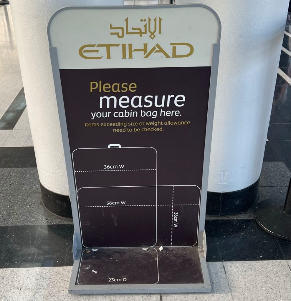 Etihad Size Checker for carry-on and personal items