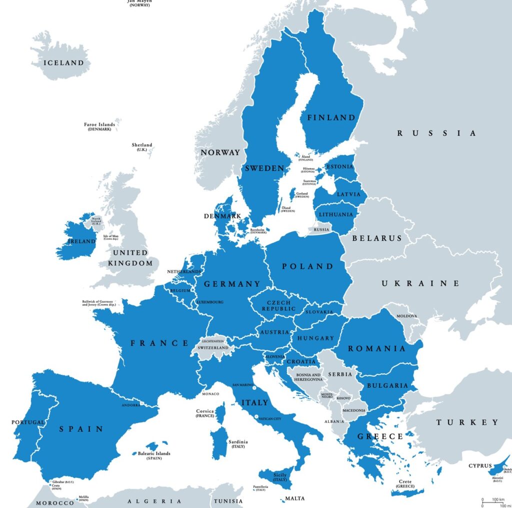 Map of Countries in the European Union "EU"