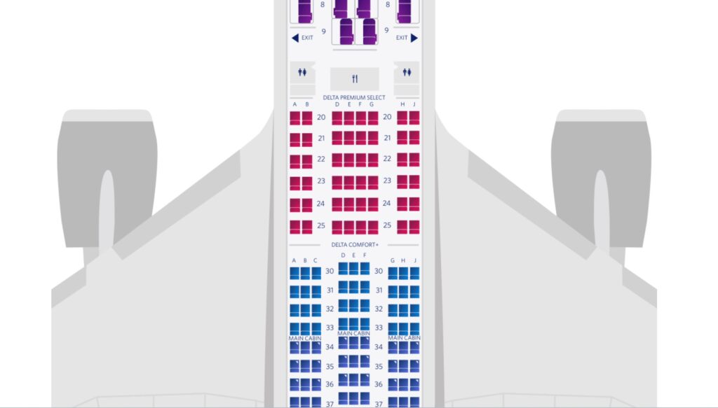 Delta A350 Premium Select Seat map