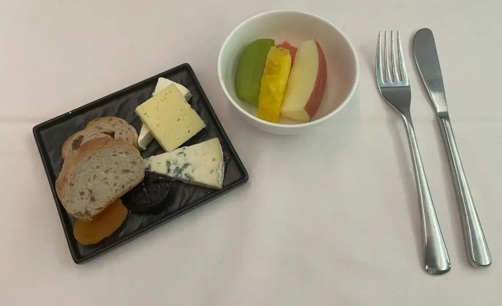 ANA Business Class Seat Boeing 787 cheese course