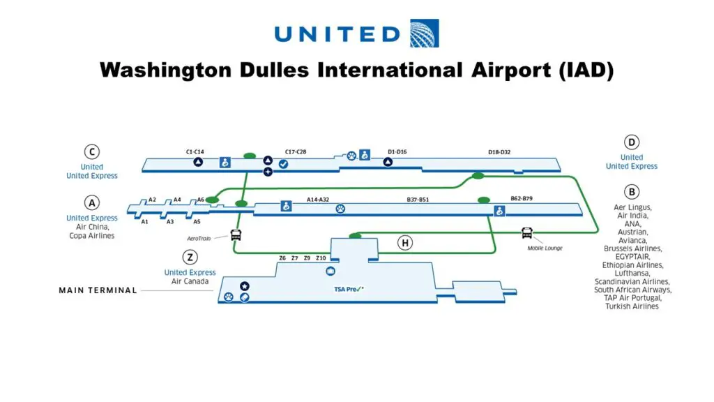 IAD United Terminal Map