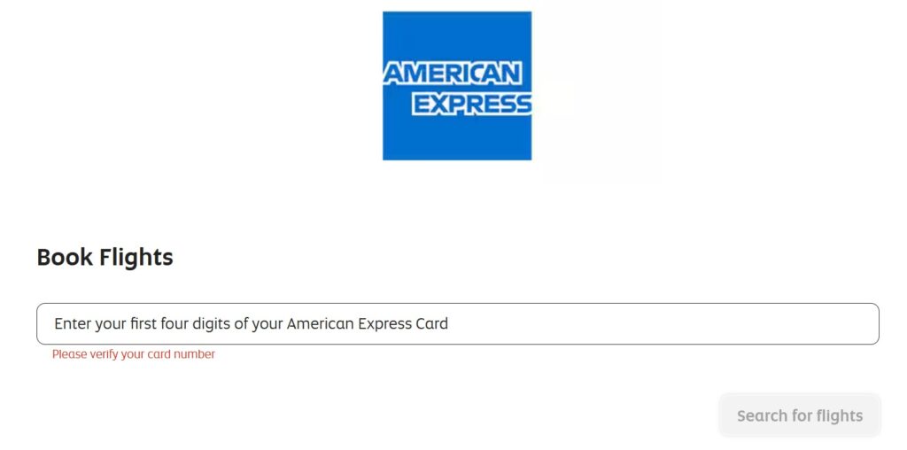 Etihad Amex offer enter amex card number