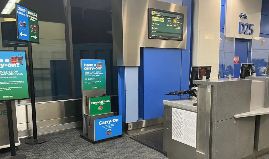 frontier bag sizer at the gate