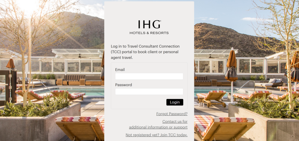 IHG Travel Consultant Connection "TCC" Login Page