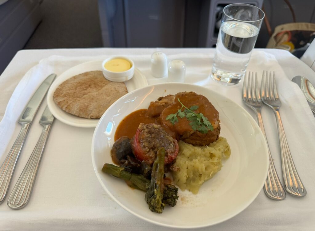 Emirates 777 Business Class Food Beef
