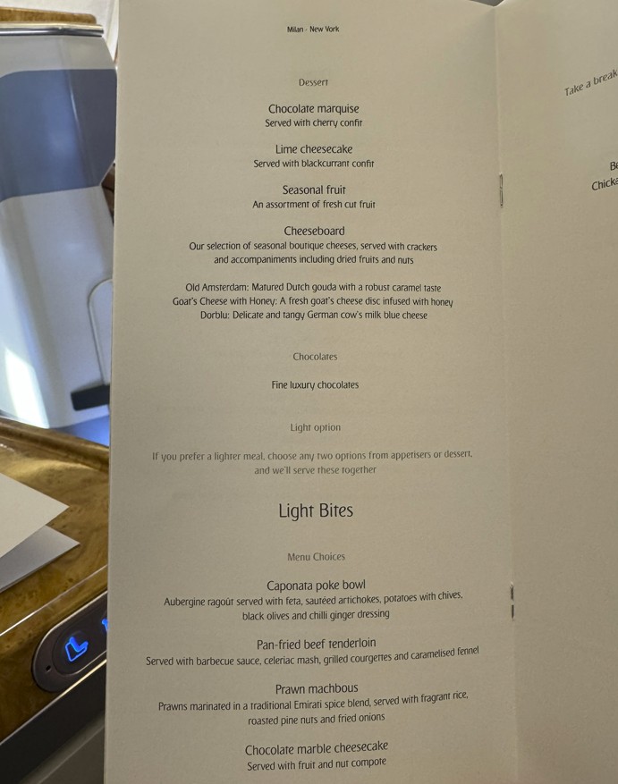 dessert menu